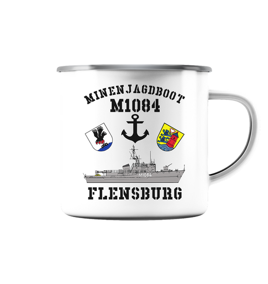 Mij.-Boot M1084 FLENSBURG - Emaille Tasse (Silber)