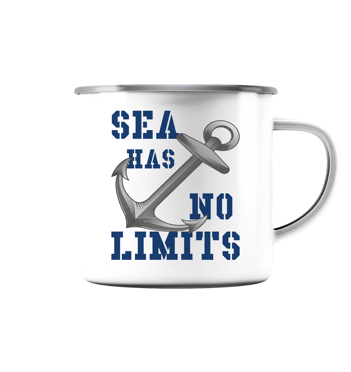 Sea has no limits - Emaille Tasse (Silber)