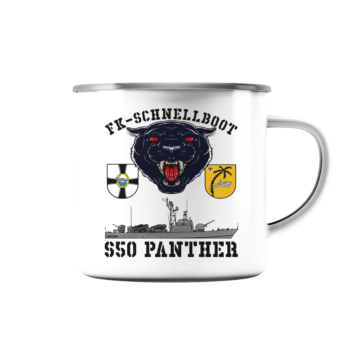 S50 PANTHER - Emaille Tasse (Silber)