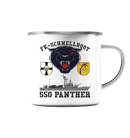 S50 PANTHER - Emaille Tasse (Silber)