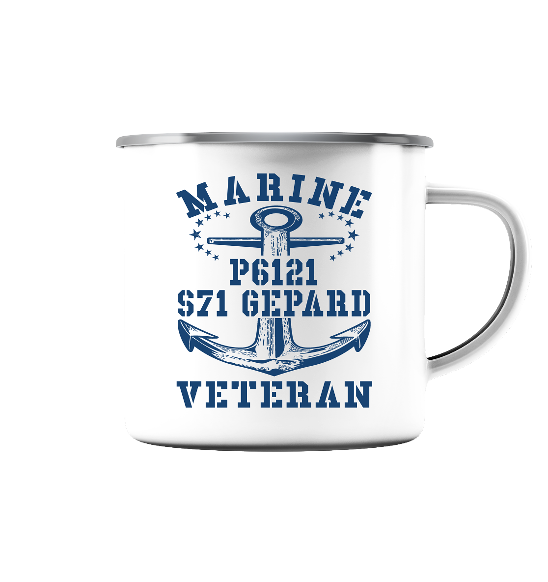 FK-Schnellboot P6121 GEPARD Marine Veteran - Emaille Tasse (Silber)