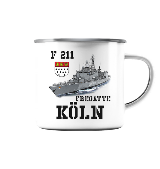 F211 Fregatte KÖLN - Emaille Tasse (Silber)