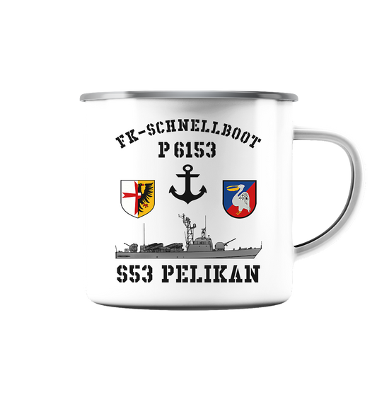 FK-Schnellboot P6153 PELIKAN Anker - Emaille Tasse (Silber)