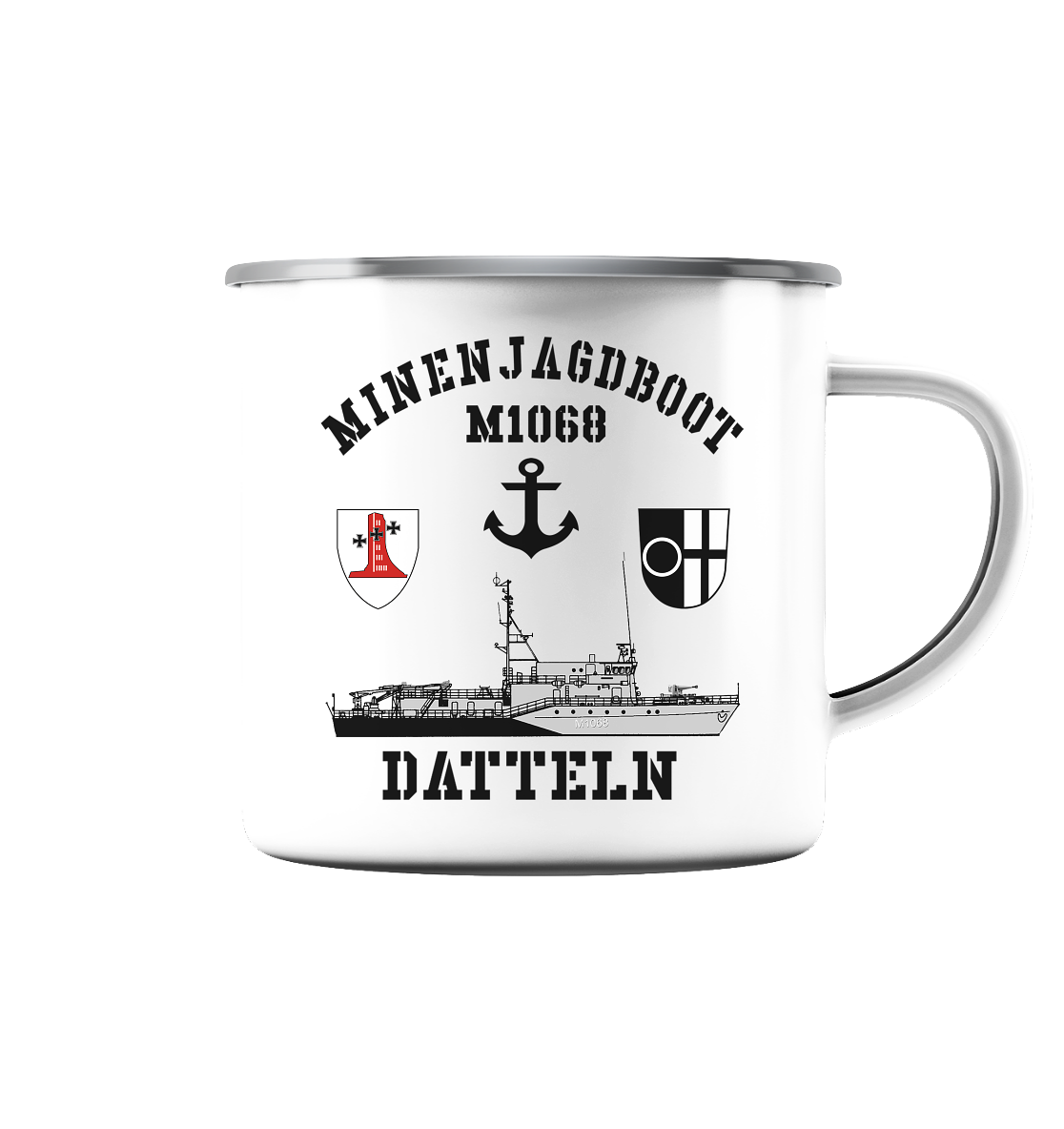 Mij.-Boot M1068 DATTELN Anker 1.MSG - Emaille Tasse (Silber)