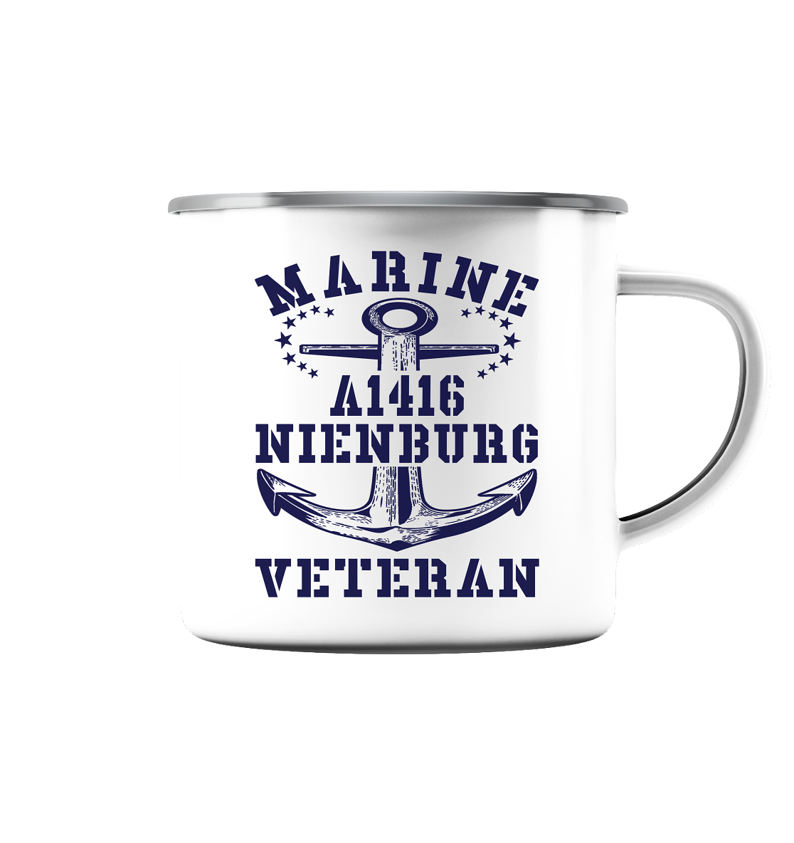 Troßschiff A1416 NIENBURG Marine Veteran  - Emaille Tasse (Silber)