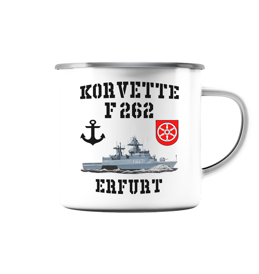 Korvette F262 ERFURT Anker - Emaille Tasse (Silber)