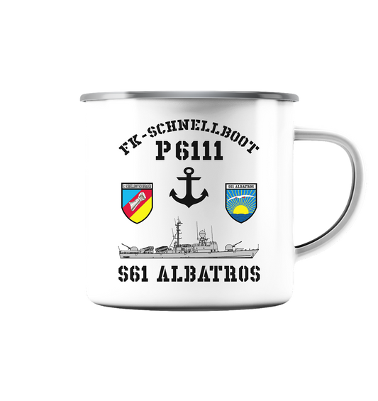 FK-Schnellboot P6111 ALBATROS 2.SG Anker - Emaille Tasse (Silber)