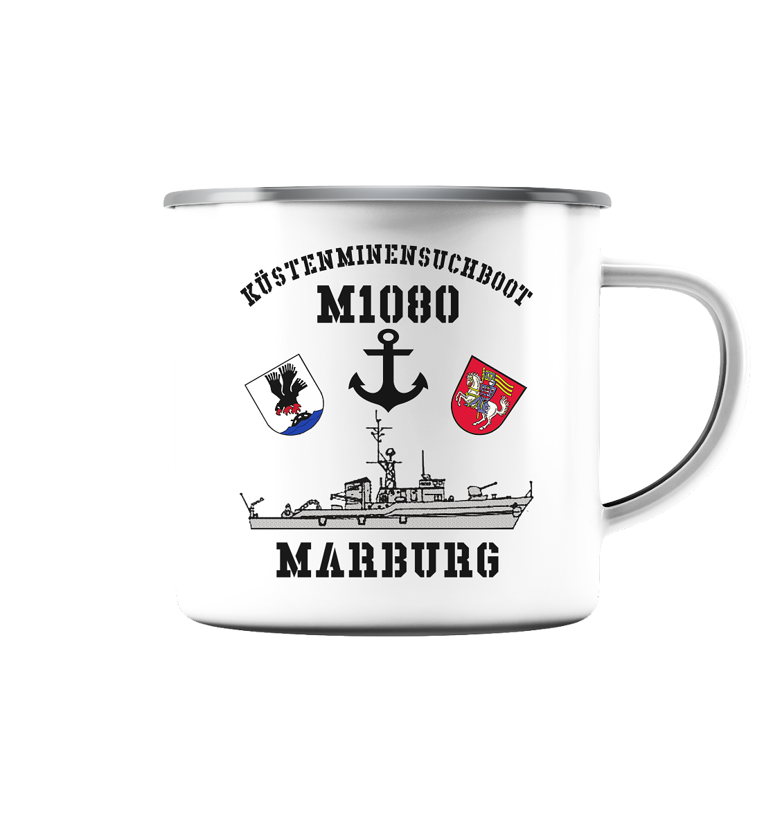 KM-Boot M1080 MARBURG - Emaille Tasse (Silber)