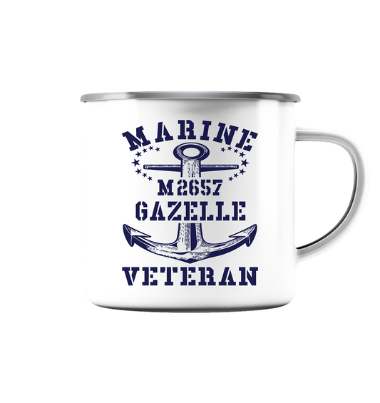 BiMi M2657 GAZELLE Marine Veteran - Emaille Tasse (Silber)