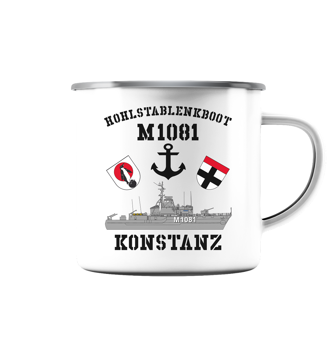 M1081 HL-Boot KONSTANZ - Emaille Tasse (Silber)