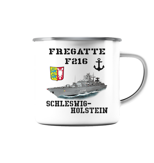 F216 Fregatte SCHLESWIG-HOLSTEIN - Emaille Tasse (Silber)