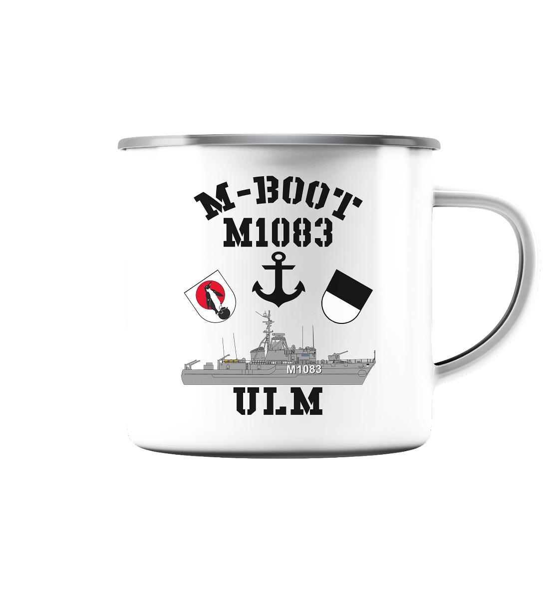 M-Boot M1083 ULM Anker (HL) - Emaille Tasse (Silber)