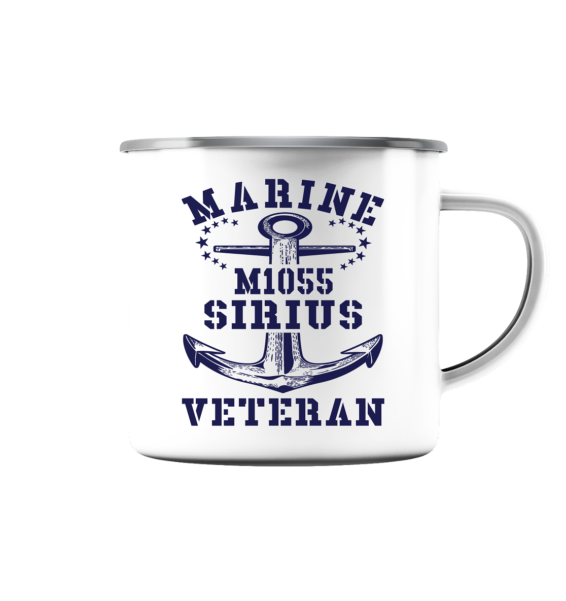 SM-Boot M1055 SIRIUS Marine Veteran - Emaille Tasse (Silber)