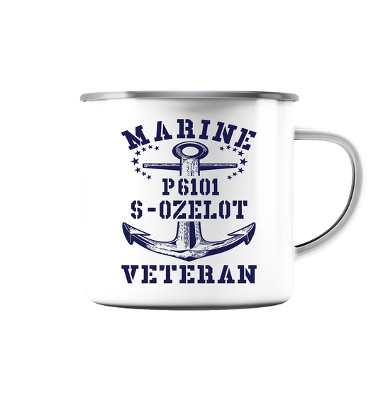 P6101 S-OZELOT Marine Veteran - Emaille Tasse (Silber)