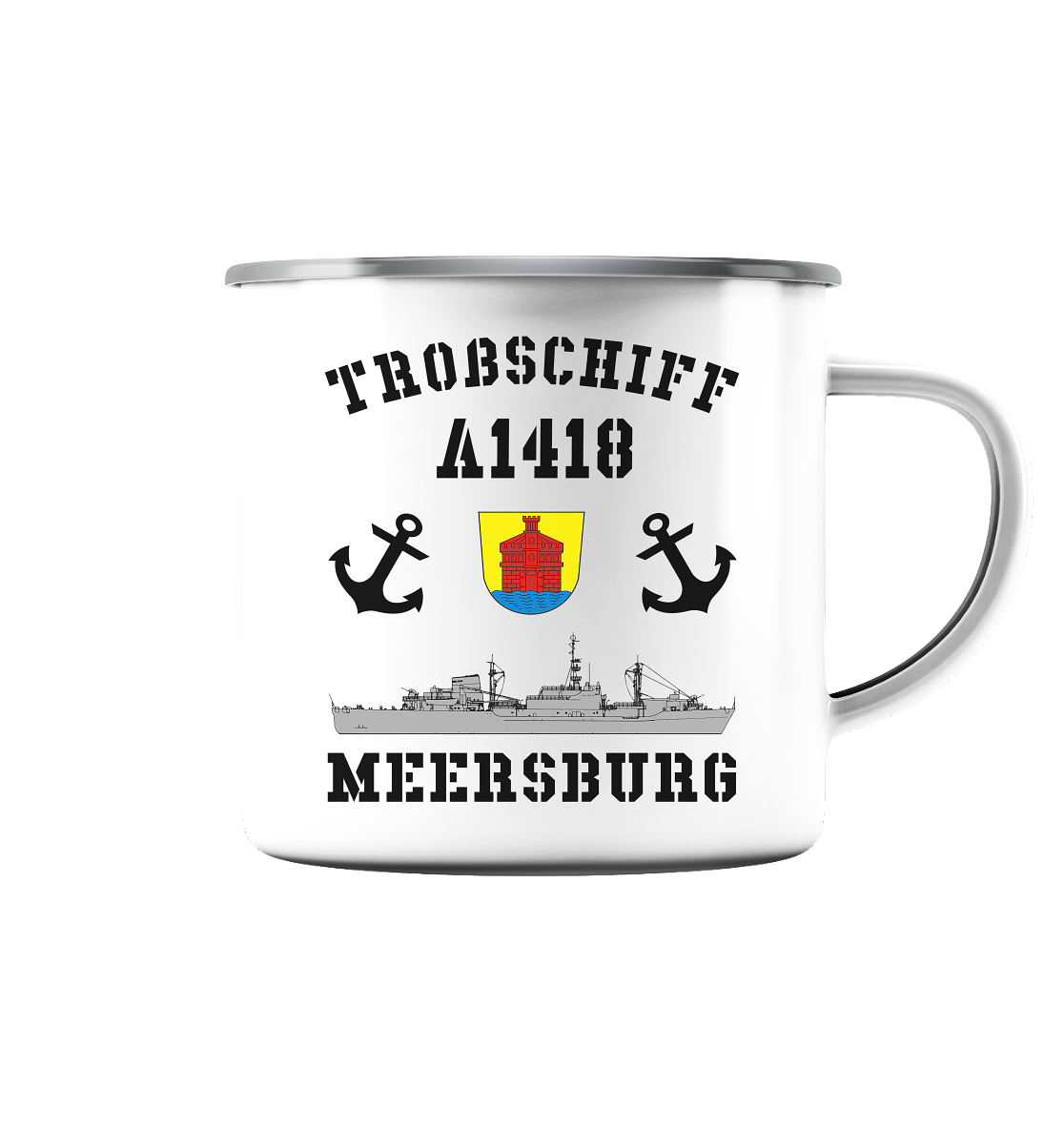 Troßschiff A1418 MEERSBURG - Emaille Tasse (Silber)