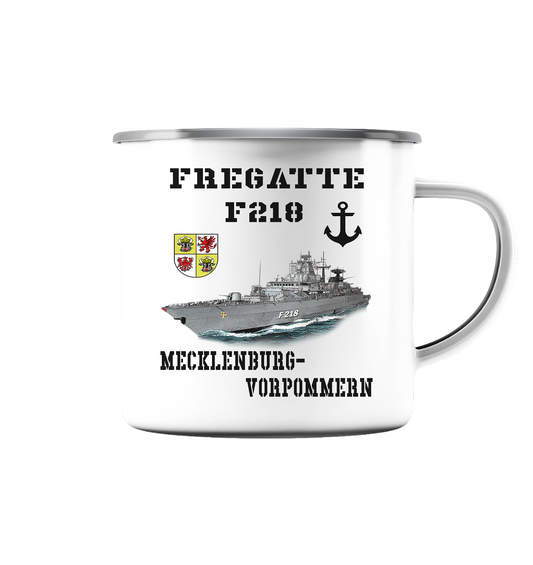 F218 Fregatte MECKLENBURG-VORPOMMERN - Emaille Tasse (Silber)