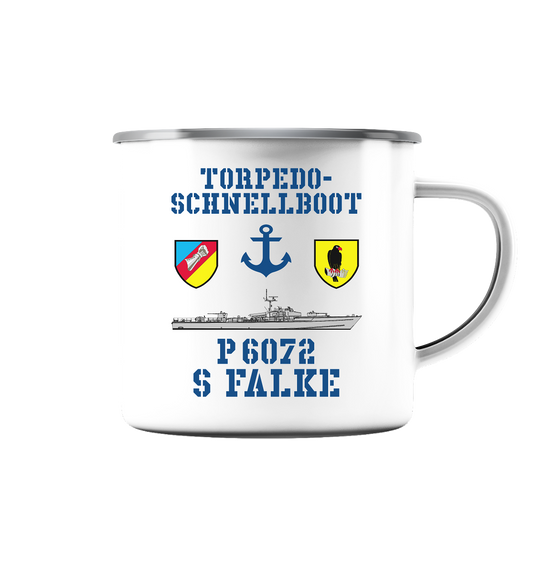 Torpedo-Schnellboot P6072 FALKE Anker - Emaille Tasse (Silber)