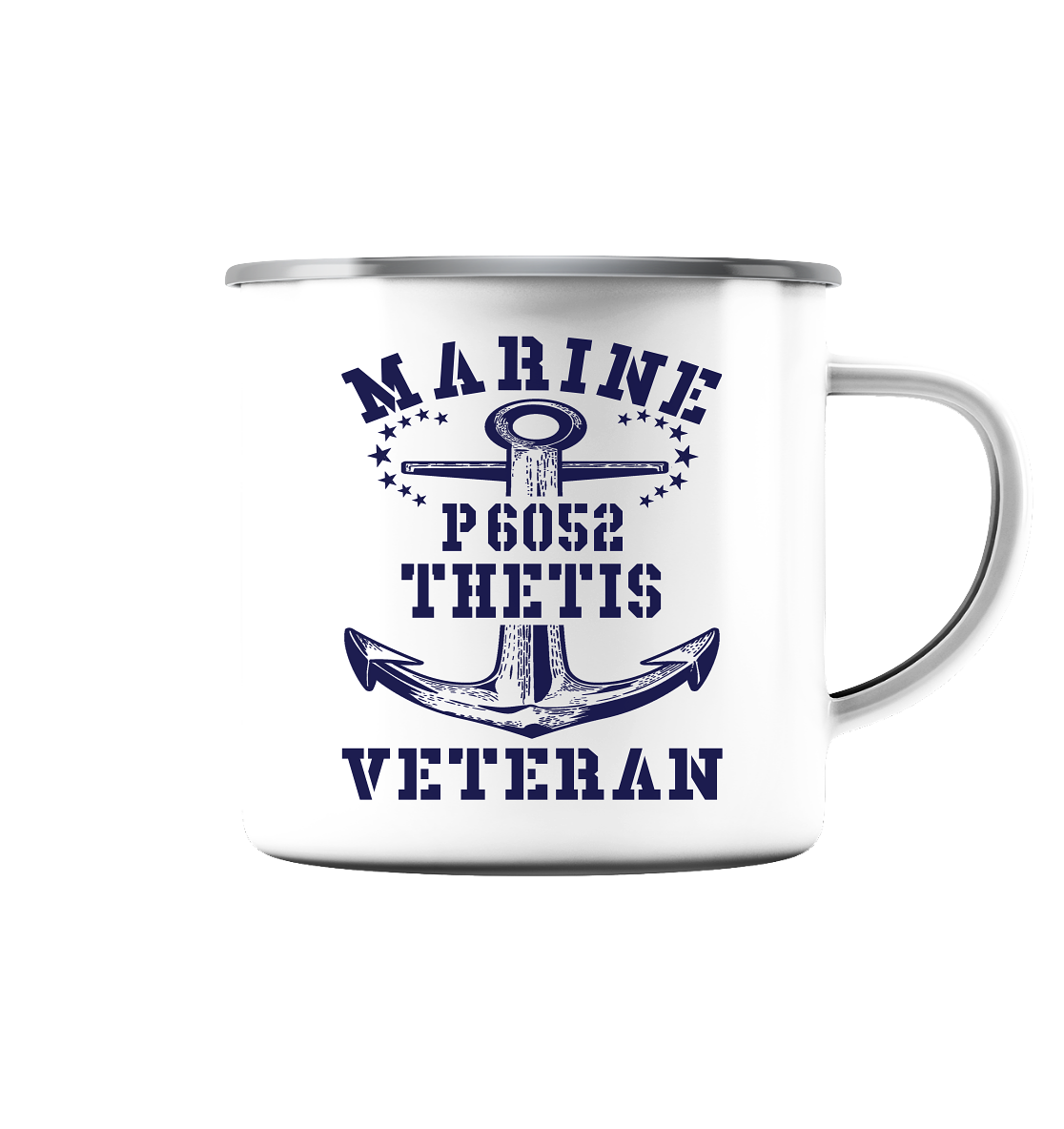 U-Jagdboot P6052 THETIS Marine Veteran - Emaille Tasse (Silber)