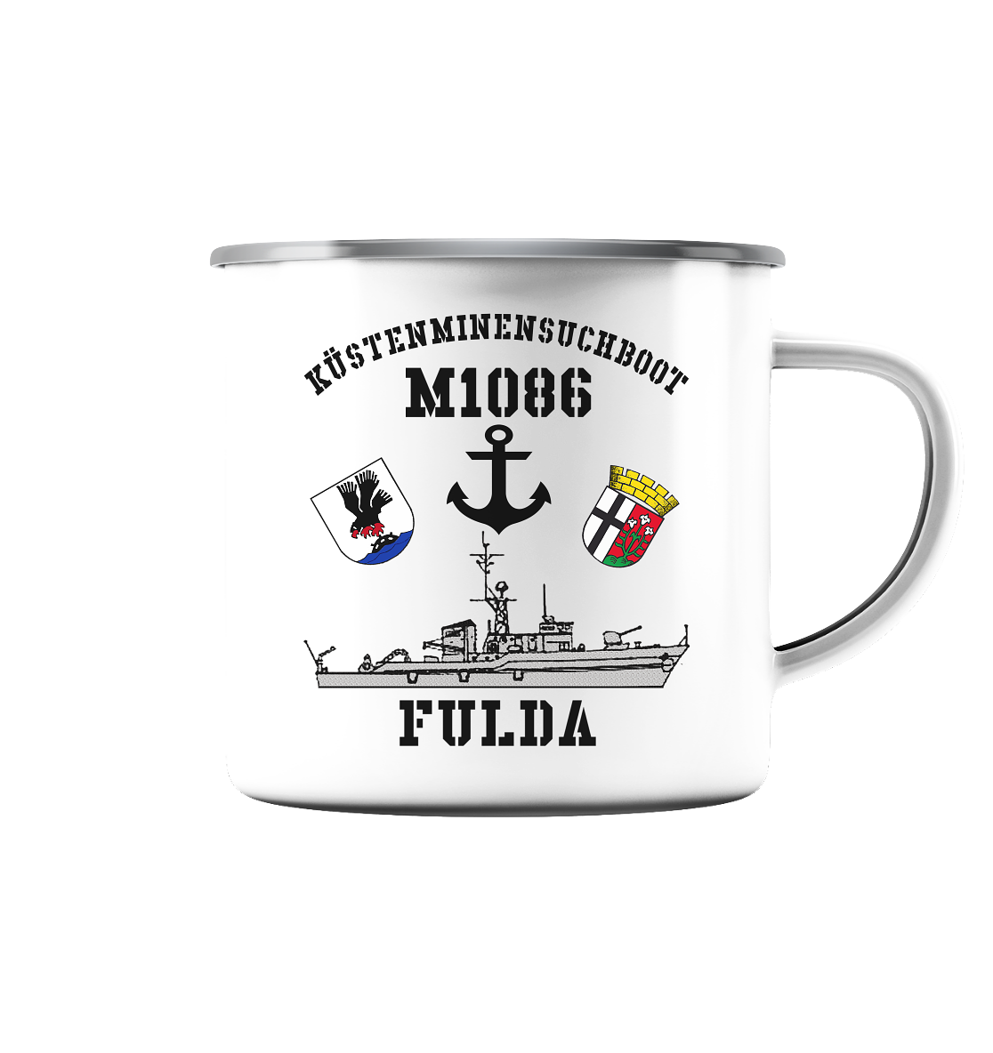 KM-Boot M1086 FULDA - Emaille Tasse (Silber)