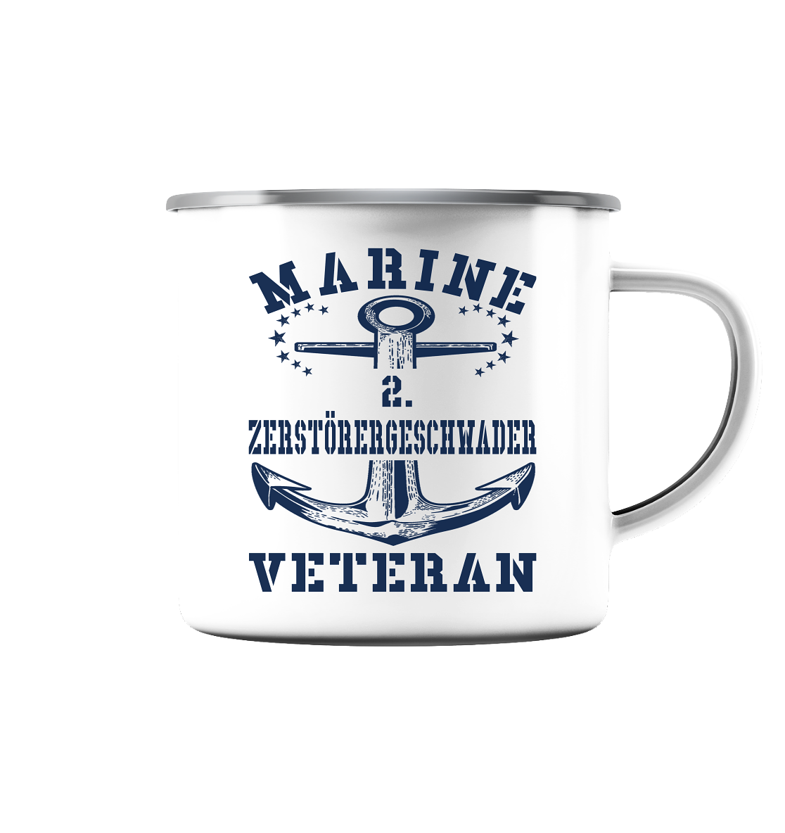 2. Zerstörergeschwader Marine Veteran - Emaille Tasse (Silber)