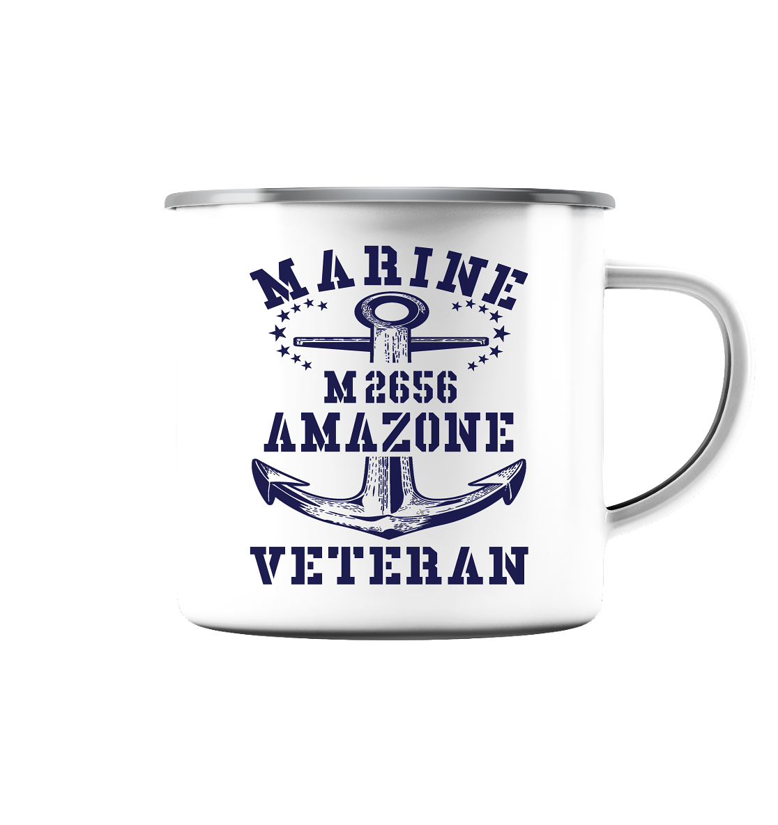 BiMi M2656 AMAZONE Marine Veteran - Emaille Tasse (Silber)