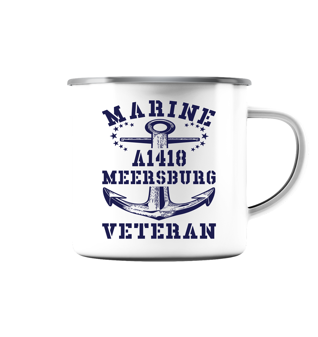 Troßschiff A1418 MEERSBURG Marine Veteran - Emaille Tasse (Silber)