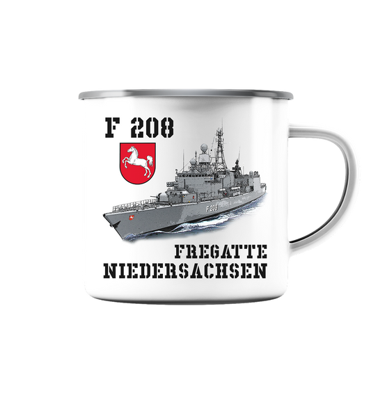 F208 Fregatte NIEDERSACHSEN - Emaille Tasse (Silber)