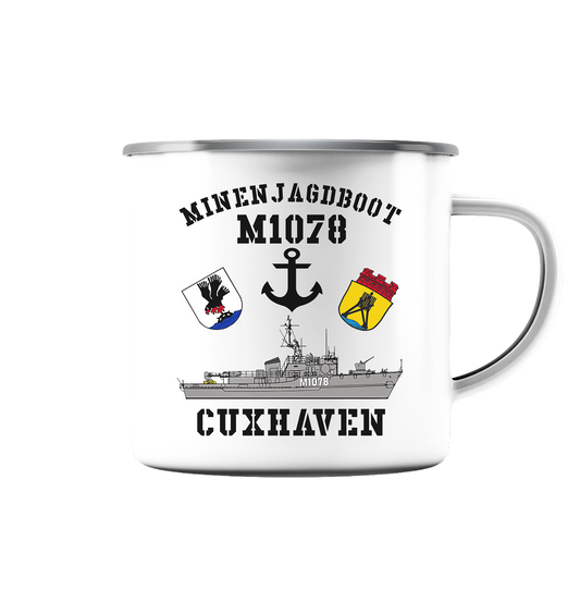 Mij.-Boot M1078 CUXHAVEN - Emaille Tasse (Silber)