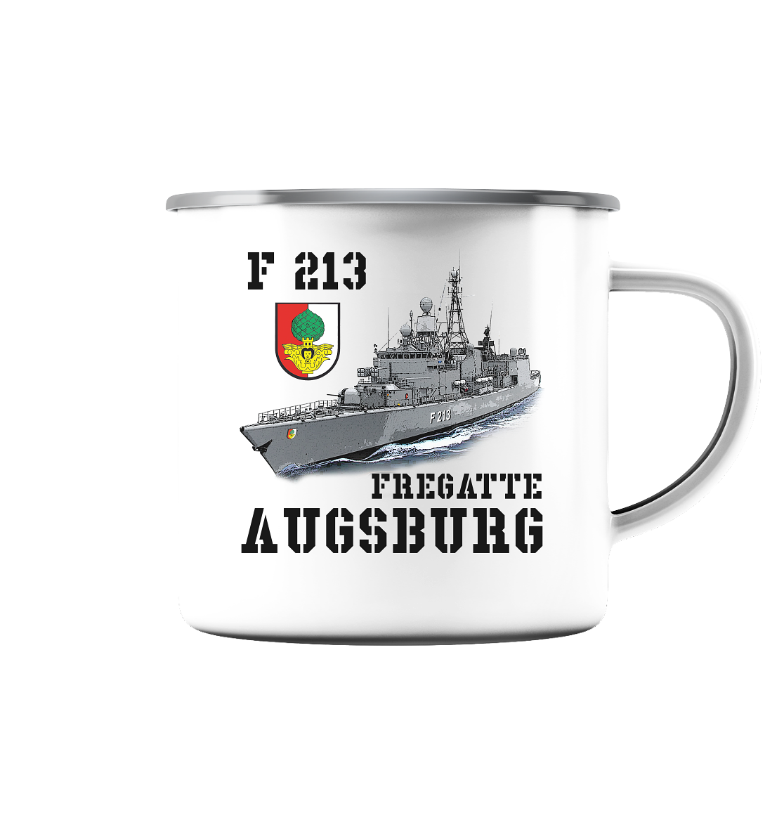 F213 Fregatte AUGSBURG - Emaille Tasse (Silber)