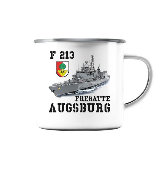F213 Fregatte AUGSBURG - Emaille Tasse (Silber)
