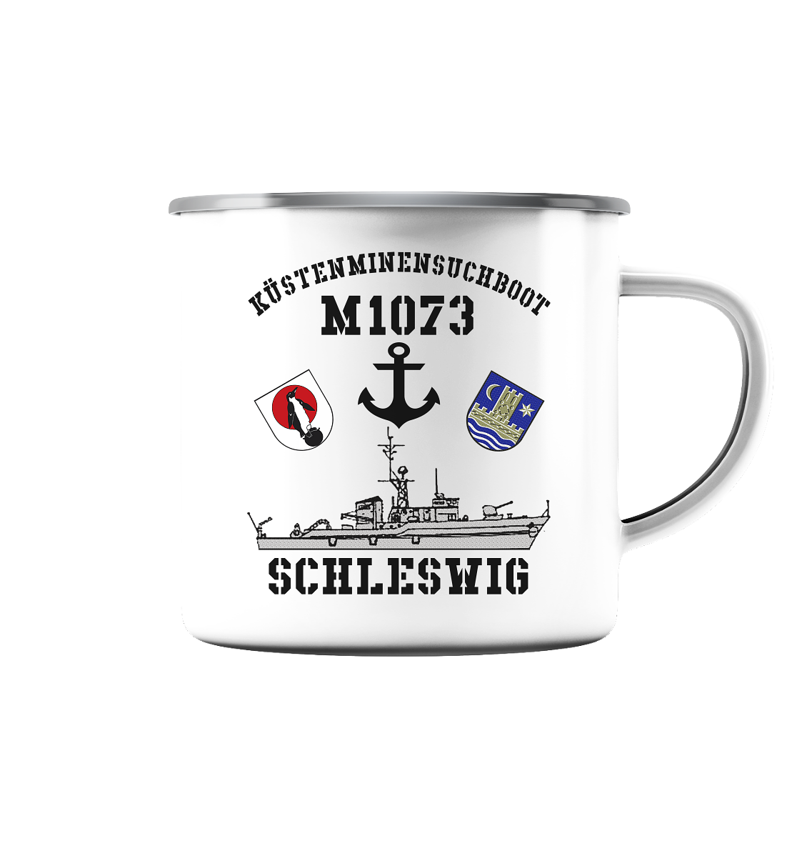 KM-Boot M1073 SCHLESWIG Anker - Emaille Tasse (Silber)