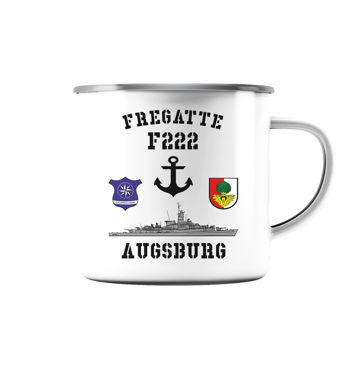 Fregatte F222 AUGSBURG Anker - Emaille Tasse (Silber)