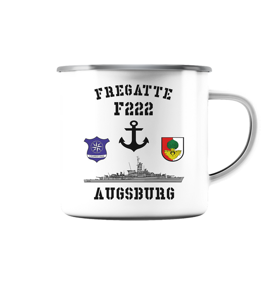 Fregatte F222 AUGSBURG Anker - Emaille Tasse (Silber)