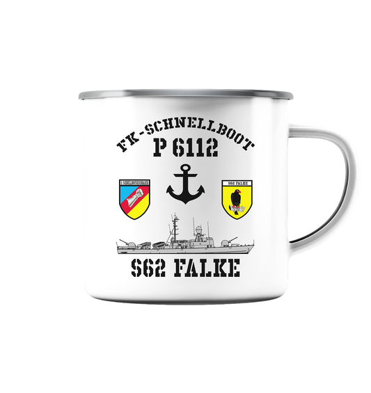 FK-Schnellboot P6112 FALKE 2.SG Anker  - Emaille Tasse (Silber)
