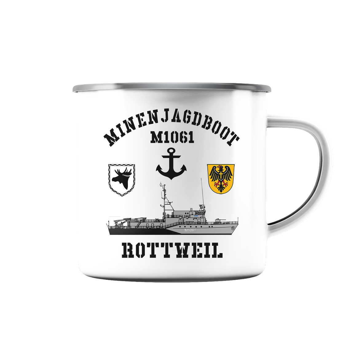 Mij.-Boot M1061 ROTTWEIL Anker 3. MSG - Emaille Tasse (Silber)