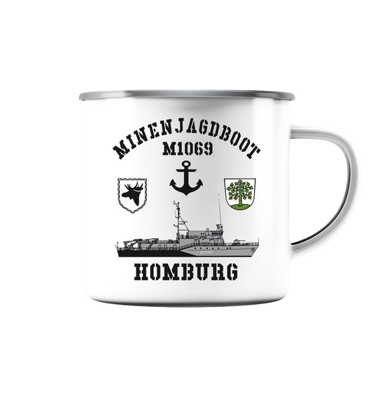 Mij.-Boot M1069 HOMBURG Anker 3.MSG - Emaille Tasse (Silber)