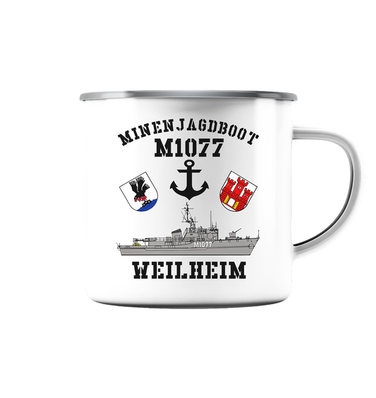 Mij.-Boot M1077 WEILHEIM - Emaille Tasse (Silber)
