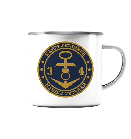 Marine Veteran 34er KAMPFSCHWIMMER - Emaille Tasse (Silber)