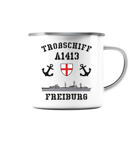 Troßschiff A1413 FREIBURG nach Umbau - Emaille Tasse (Silber)