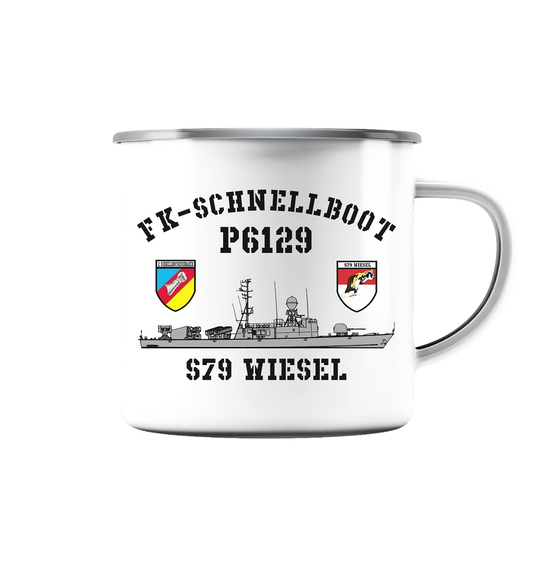 P6129 S79 WIESEL 2.SG - Emaille Tasse (Silber)