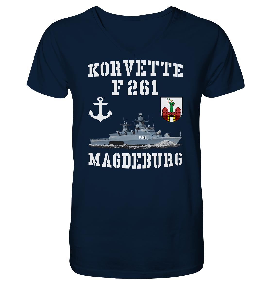 Korvette F261 MAGDEBURG Anker - Mens Organic V-Neck Shirt