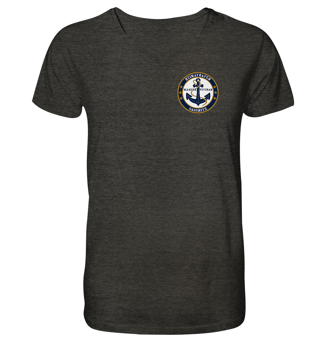 Marine Veteran Heimathafen SASSNITZ Brustlogo - Mens Organic V-Neck Shirt