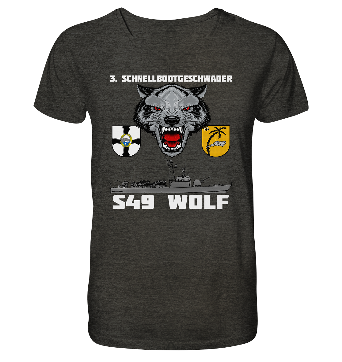 S49 WOLF - Mens Organic V-Neck Shirt