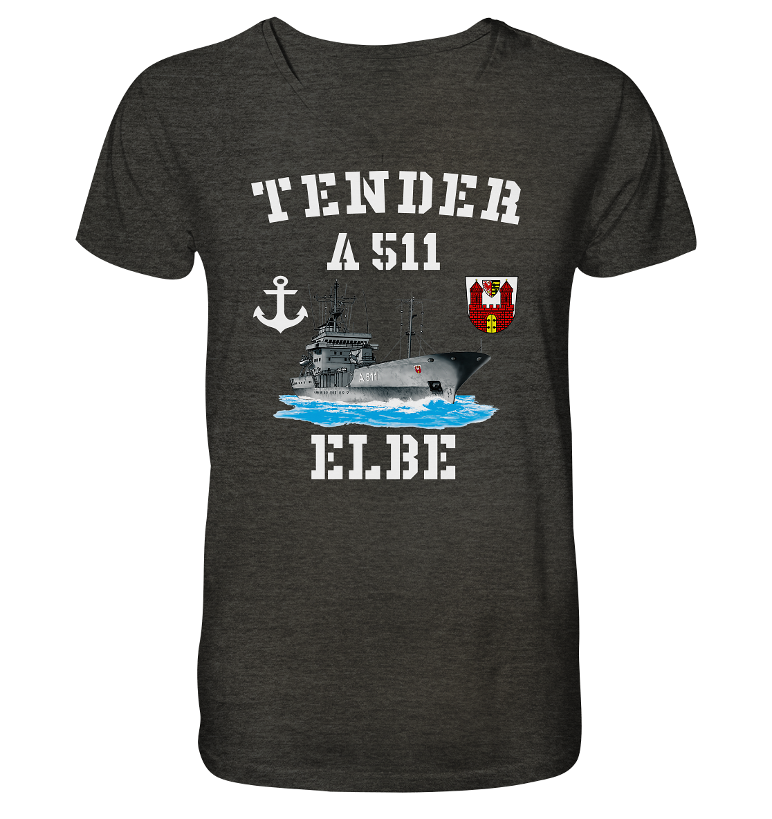 Tender A511 ELBE Anker - Mens Organic V-Neck Shirt