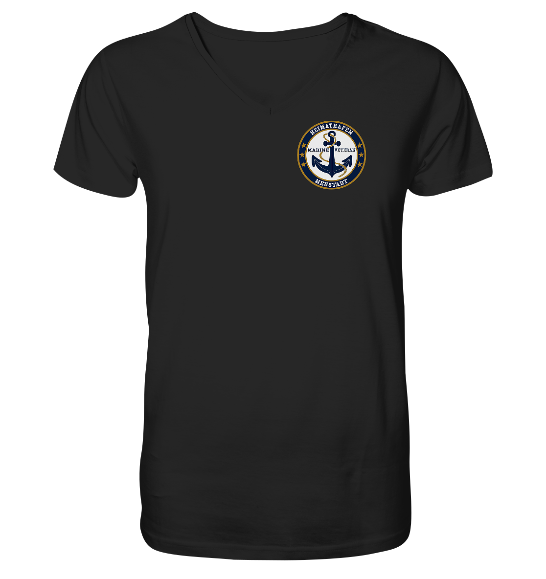 Marine Veteran Heimathafen NEUSTADT Brustlogo - Mens Organic V-Neck Shirt