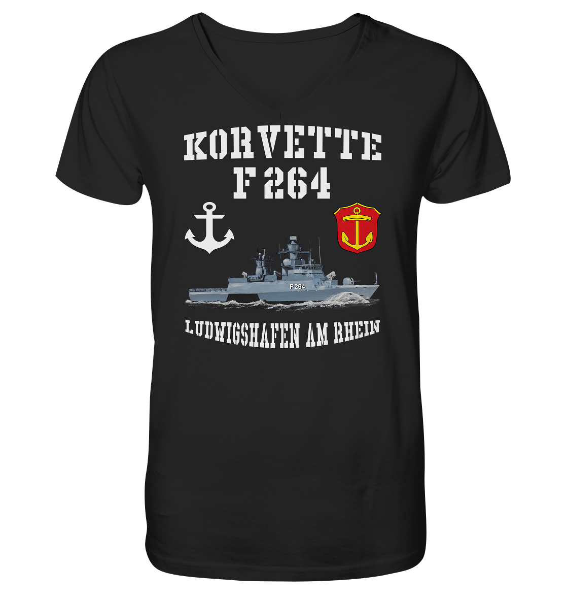 Korvette F264 LUDWIGSHAFEN AM RHEIN Anker - Mens Organic V-Neck Shirt
