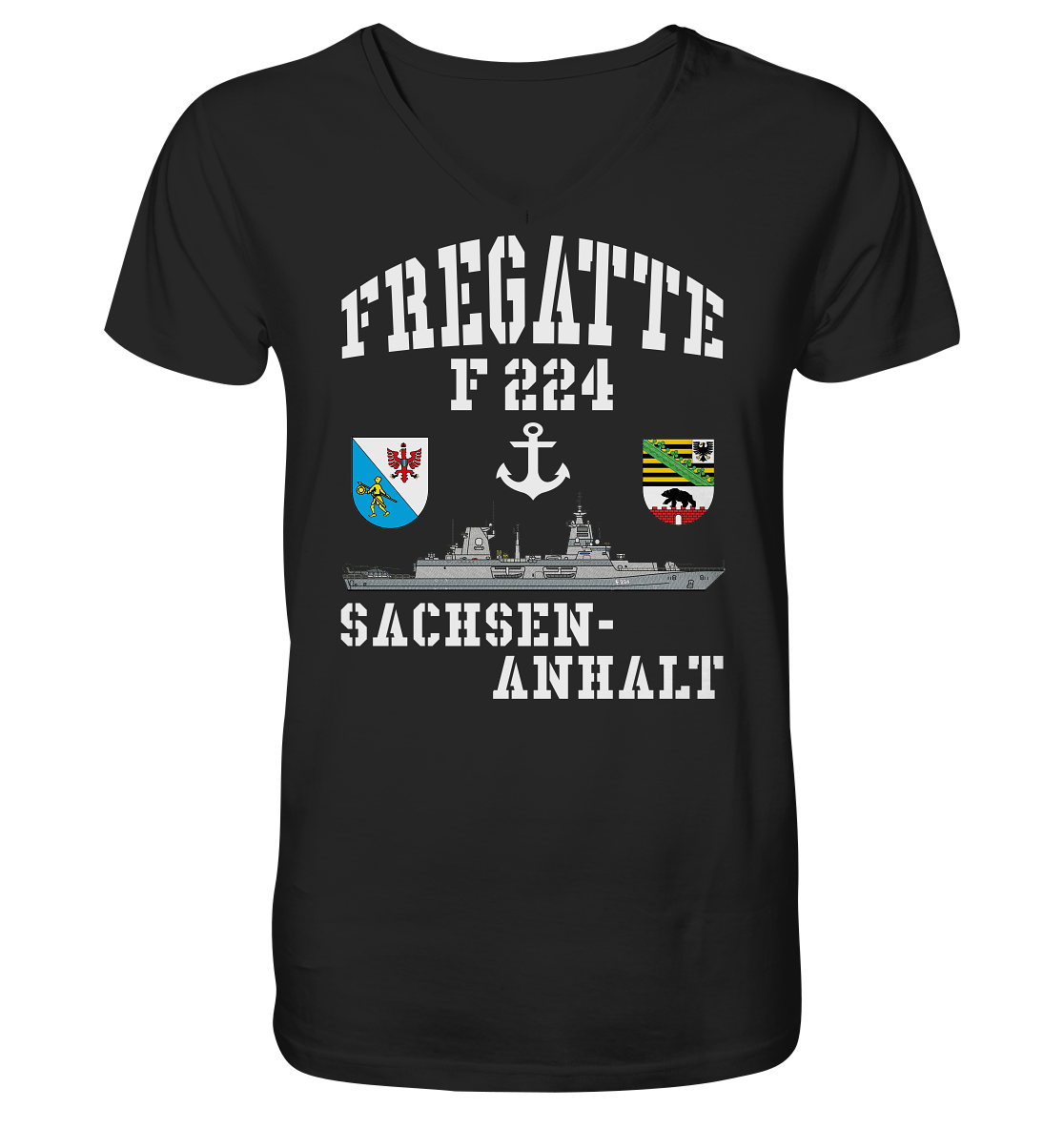 Fregatte F224 SACHSEN-ANHALT Anker - Mens Organic V-Neck Shirt