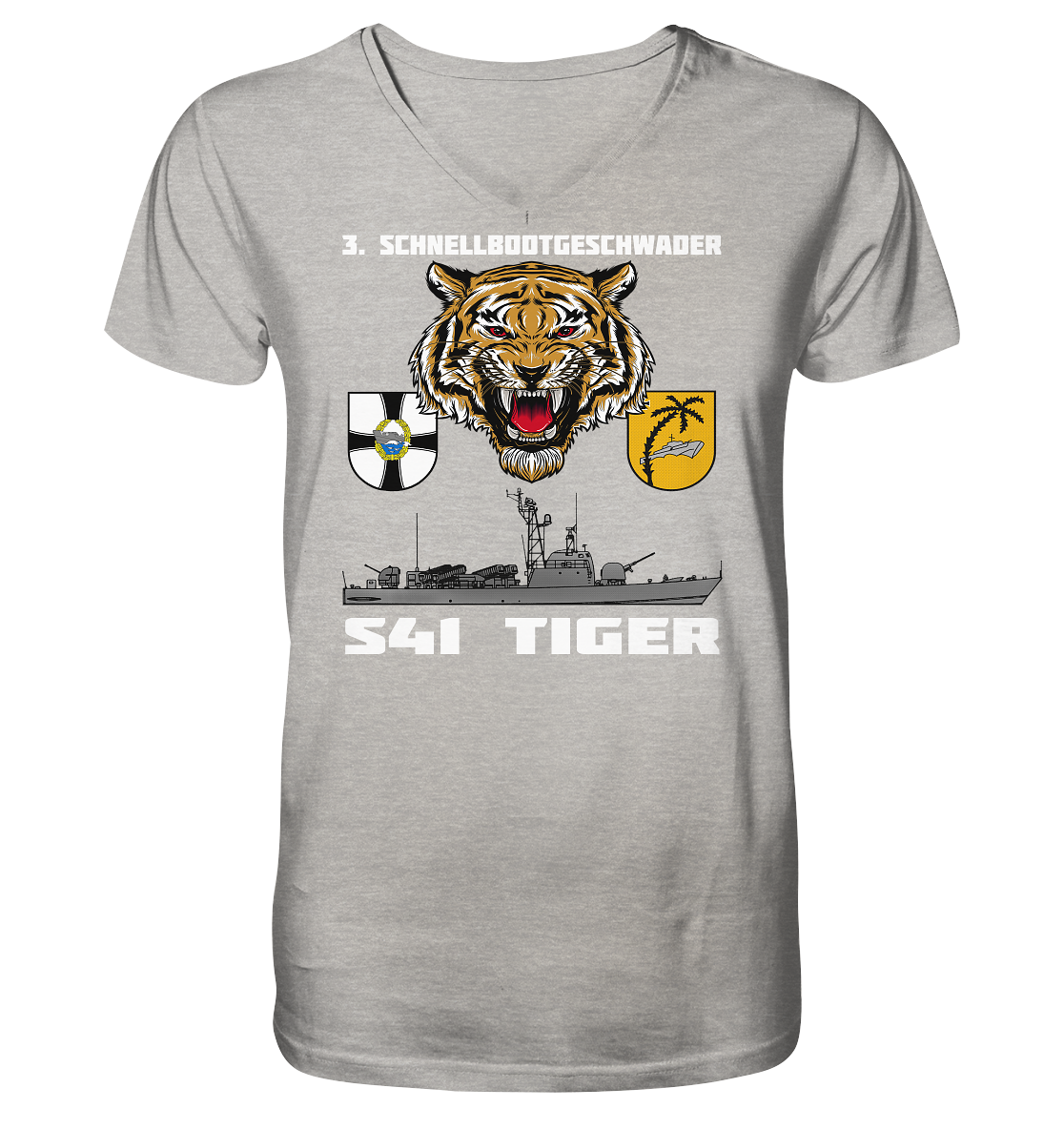 S41 TIGER - Mens Organic V-Neck Shirt