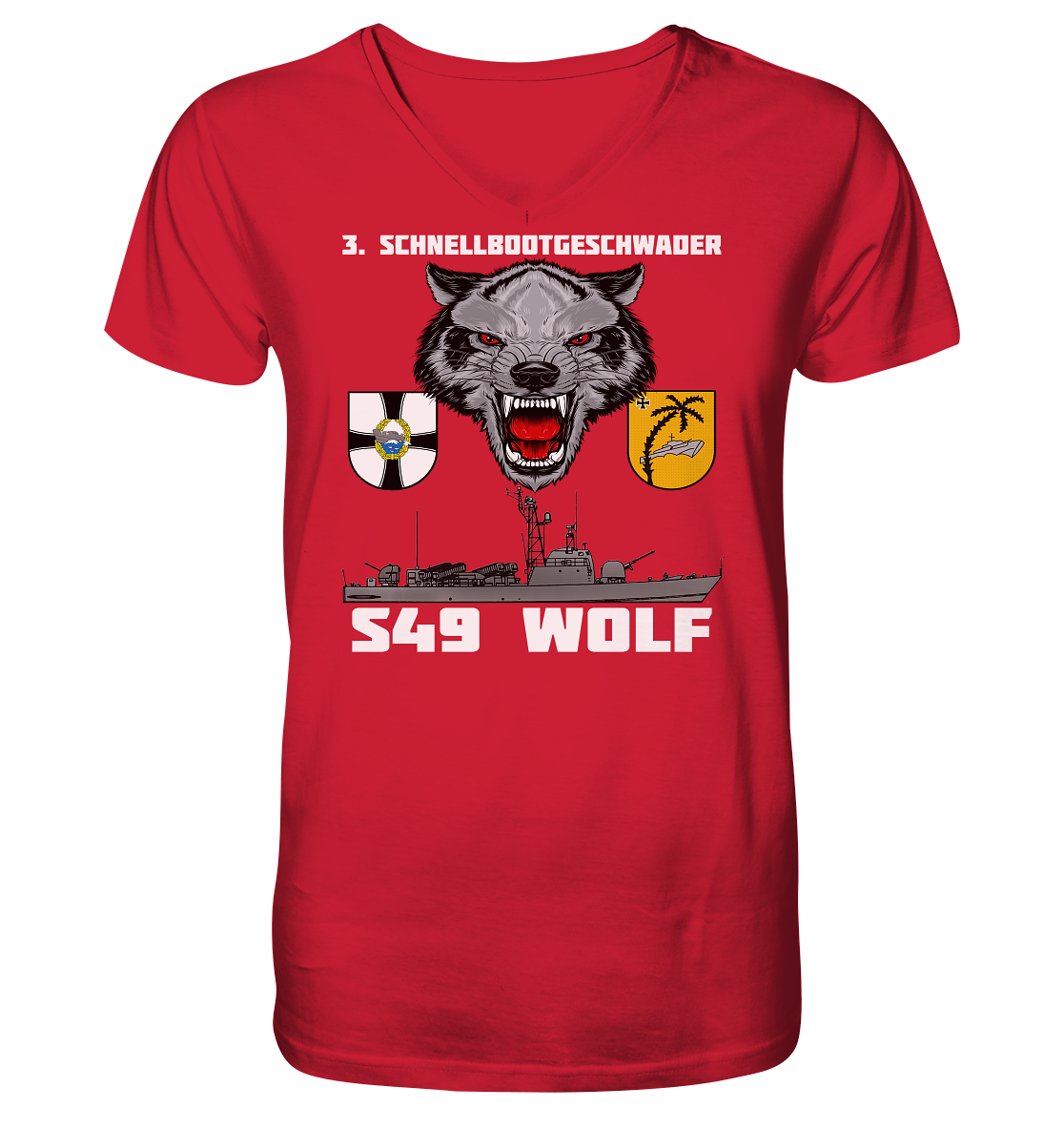 S49 WOLF - Mens Organic V-Neck Shirt