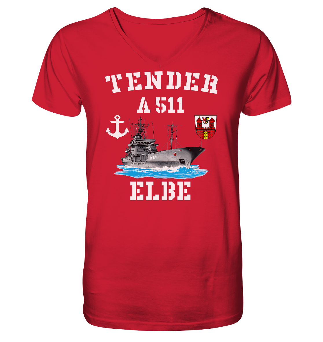 Tender A511 ELBE Anker - Mens Organic V-Neck Shirt